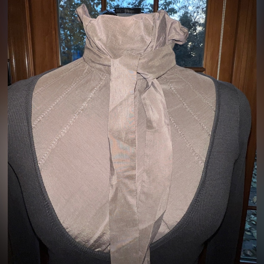Cop Copine “Nora” top, VGUC, taupe and black, long sleeved, size S/M